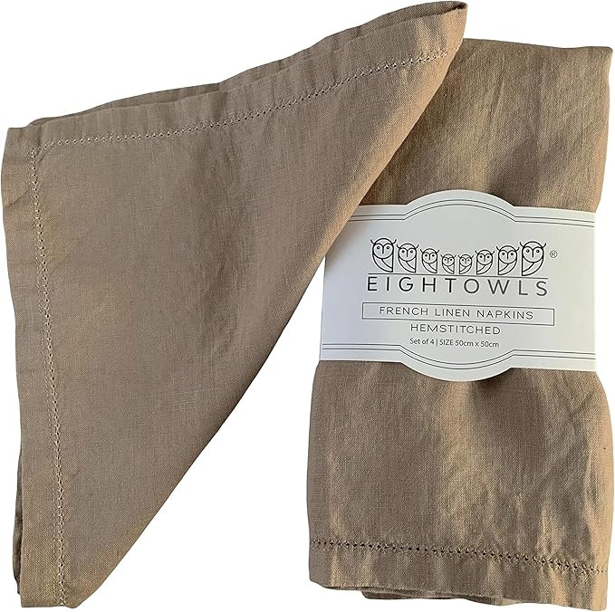 Hemstitched Linen Napkins – 20 Inch x 20 Inch – Stonewashed Pure Linen Cloth Dinner Napkins w... | Amazon (US)