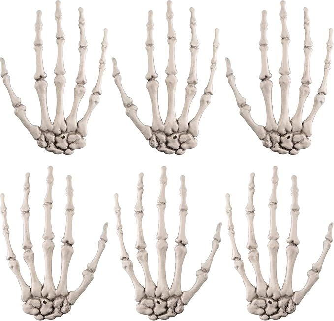 6 Pieces Halloween Skeleton Hands Plastic Human Hand Bone Decoration Zombie Party Terror Scary Pr... | Amazon (US)