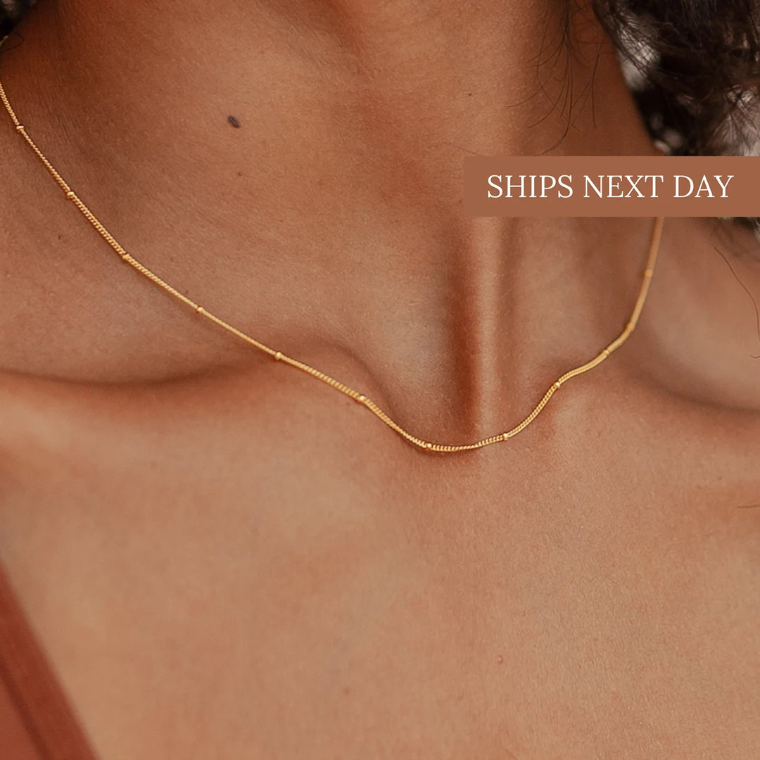 Satellite Necklace in Gold, Rose Gold, Sterling Silver by Caitlyn Minimalist Minimalist Necklace ... | Etsy (US)