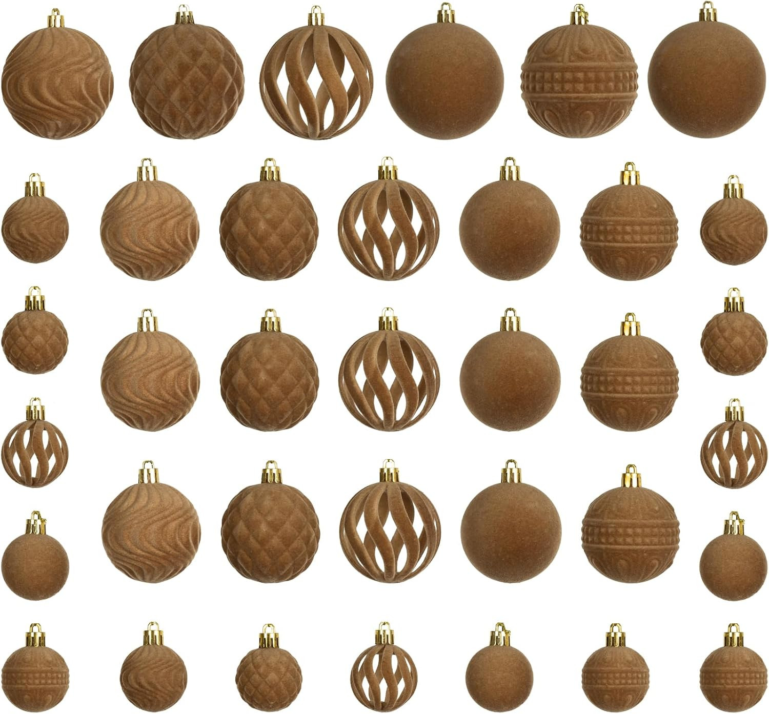 36PCS Velvet Ornaments for Christmas Tree,Flocked Christmas Ornaments Set | Amazon (US)