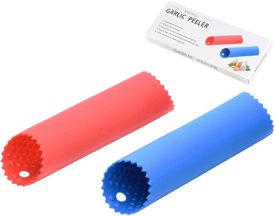 2 Set Peeler Silicone Easy Roll Tube Useful Garlic Odorfree Kitchen Tool (Red,Blue) | Amazon (US)