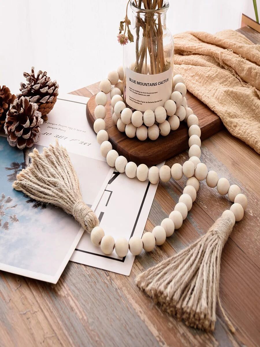 HomeHome & LivingHome DecorWind Chimes & Hanging Decorations1pc Wooden Bead Tassel Decor Wall Han... | SHEIN