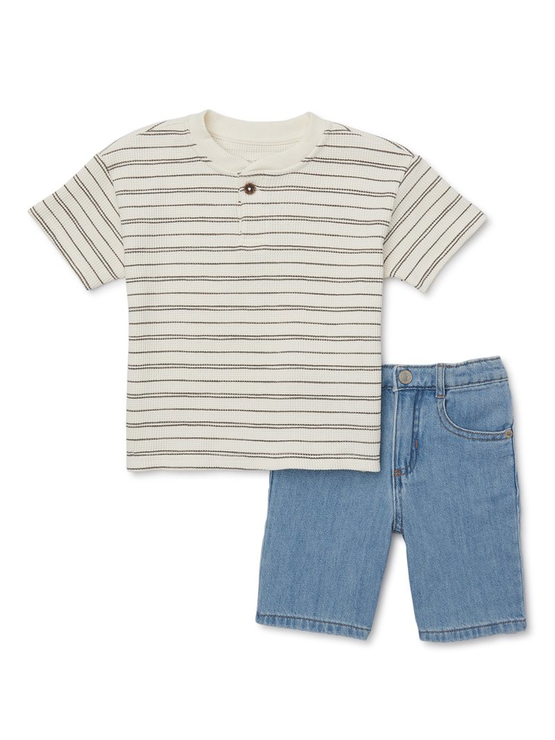 easy-peasy Toddler Henley Tee and Denim Short Outfit Set, 2-Piece, Sizes 18M-5T | Walmart (US)