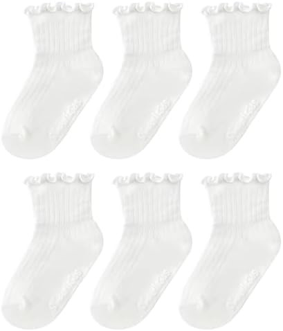 Simply Kids Toddler Ruffle Socks with Grips for Baby Girls (6 Pairs), 6 Months to 9 Years | Amazon (US)
