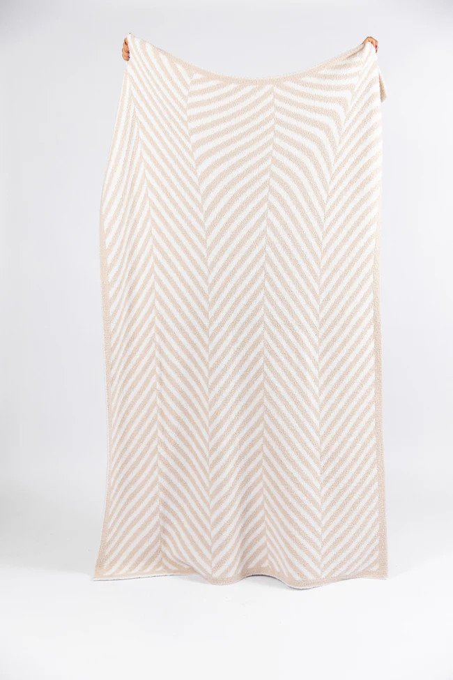 Make Me Believe Taupe Herringbone Blanket DOORBUSTER | Pink Lily
