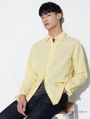 MEN'S 100% EUROPEAN PREMIUM LINEN LONG SLEEVE SHIRT | UNIQLO AU | Uniqlo Australia