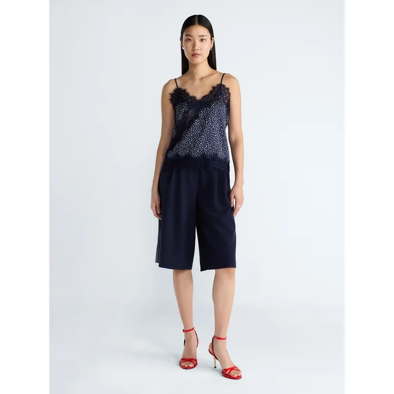 Devil Wears Prada Scoop Collection Women’s High Rise Pleated Culottes, 15" Inseam, Sizes 0-20 | Walmart (US)