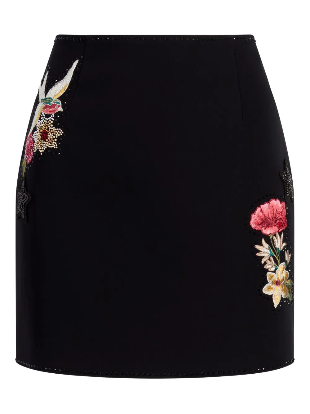Cinq A Sept Western Amour Doris floral-embroidered mini skirt - Black | Farfetch Global