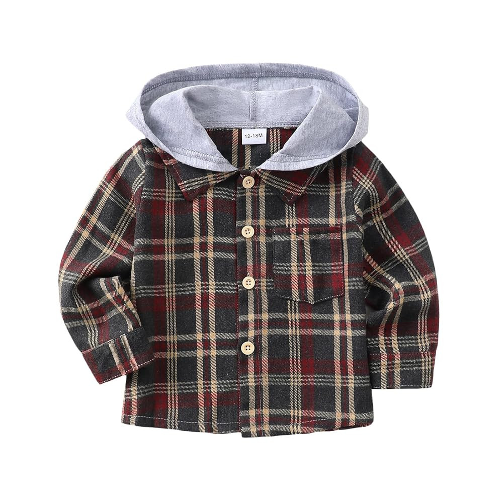 Baby Toddler Boys Long Sleeve Shirt Flannel Buffalo Plaid Shirts Button Down Jacket Top Outfit Fa... | Amazon (US)