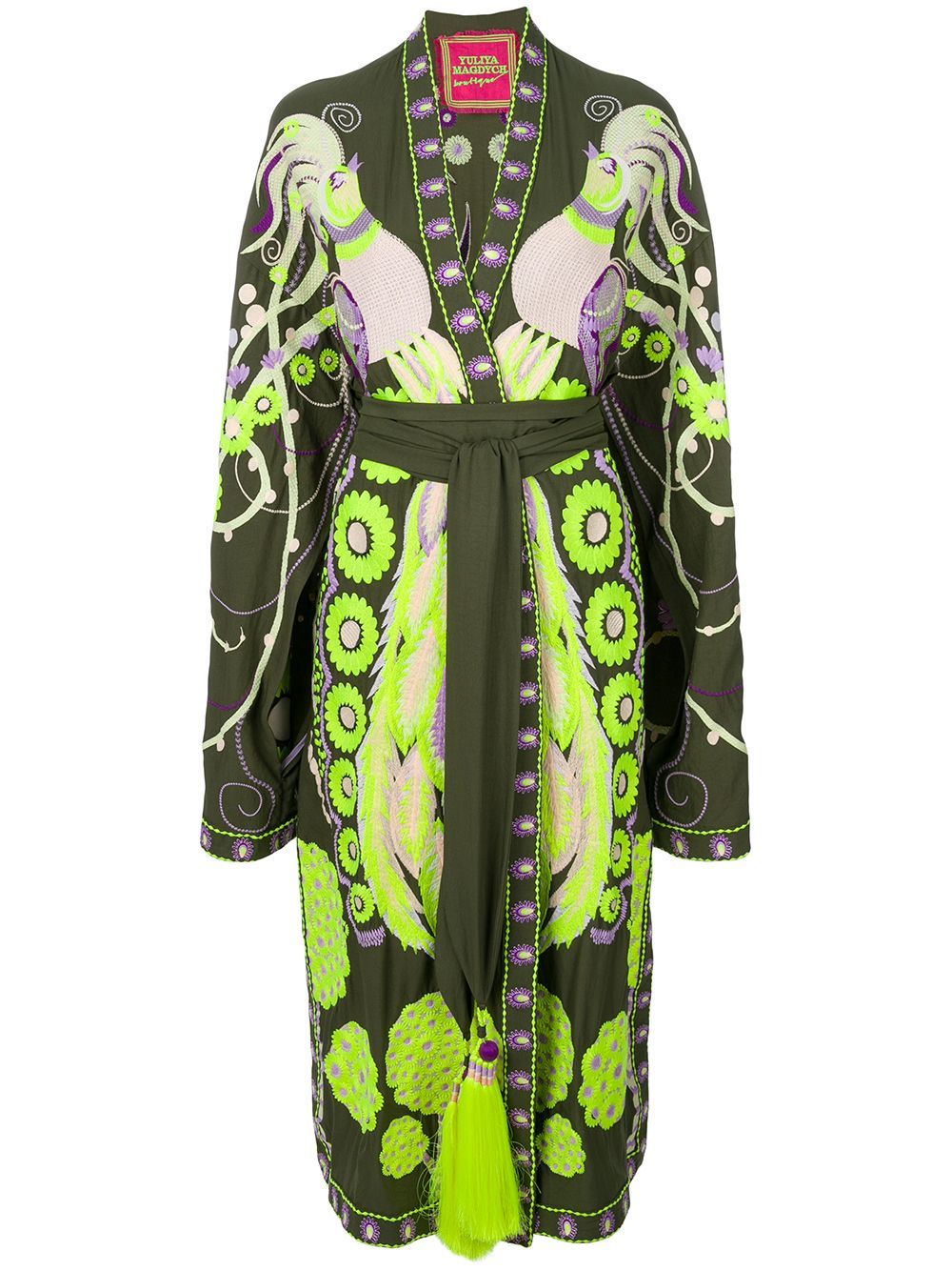 Yuliya Magdych Firebird embroidered kimono dress - Green | FarFetch US
