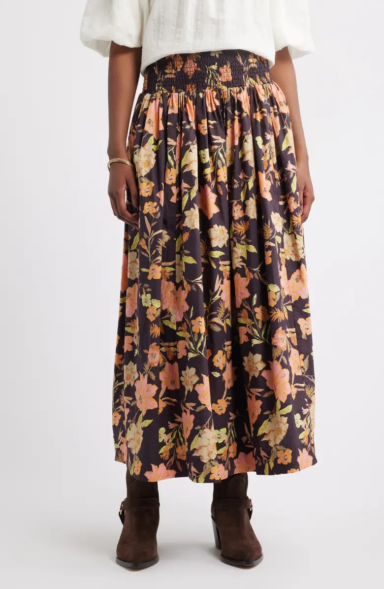 Treasure & Bond Floral Smocked Waist Cotton Maxi Skirt | Nordstrom | Nordstrom