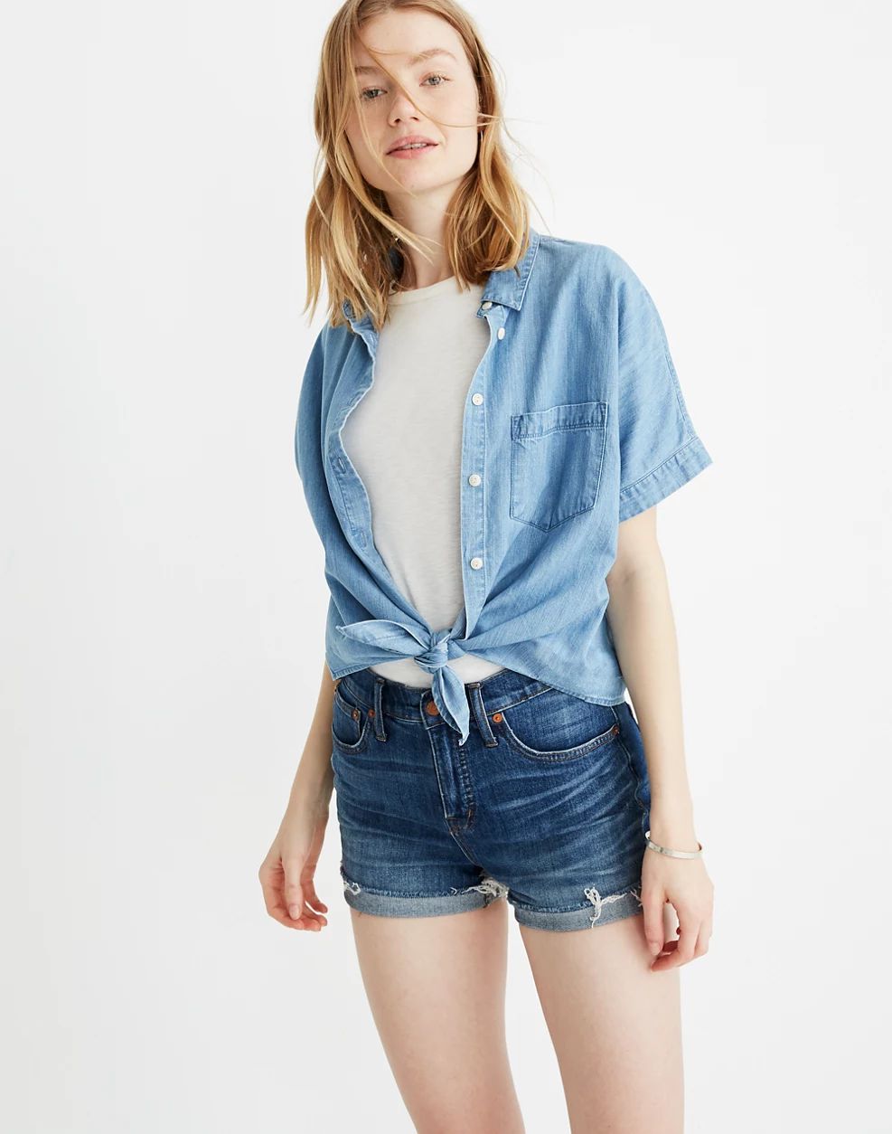 High-Rise Denim Boyshorts in Glenoaks Wash: Cutoff Edition | Madewell