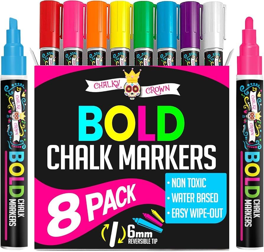 Bold Liquid Chalk Markers - Dry Erase Marker Pens for Chalkboards, Signs, Windows, Blackboard, Gl... | Amazon (US)