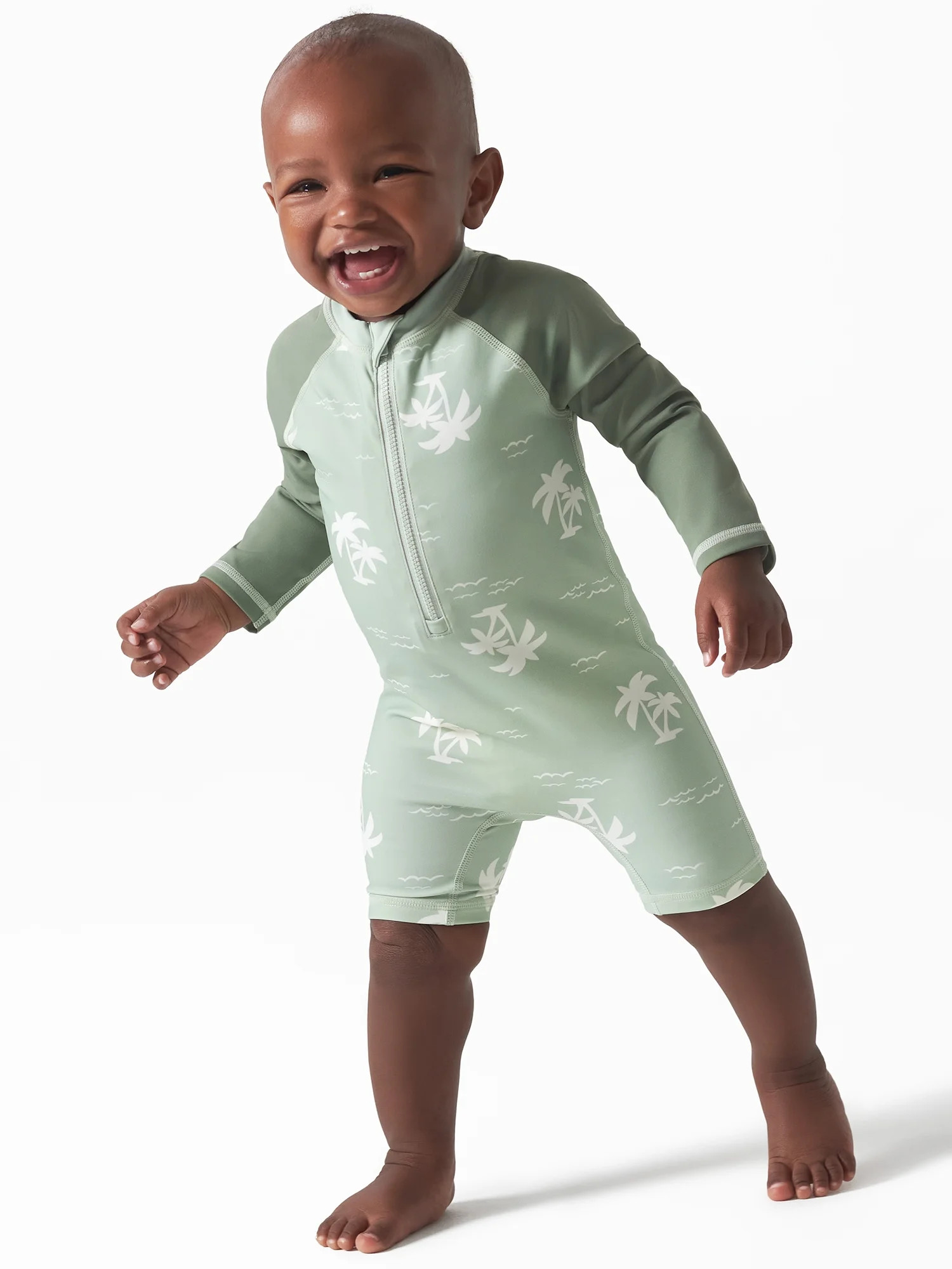 Modern Moments by Gerber Baby Boy Long Sleeve Rash Guard Swimsuit with UPF 50+, Sizes 0/3M-24M | Walmart (US)