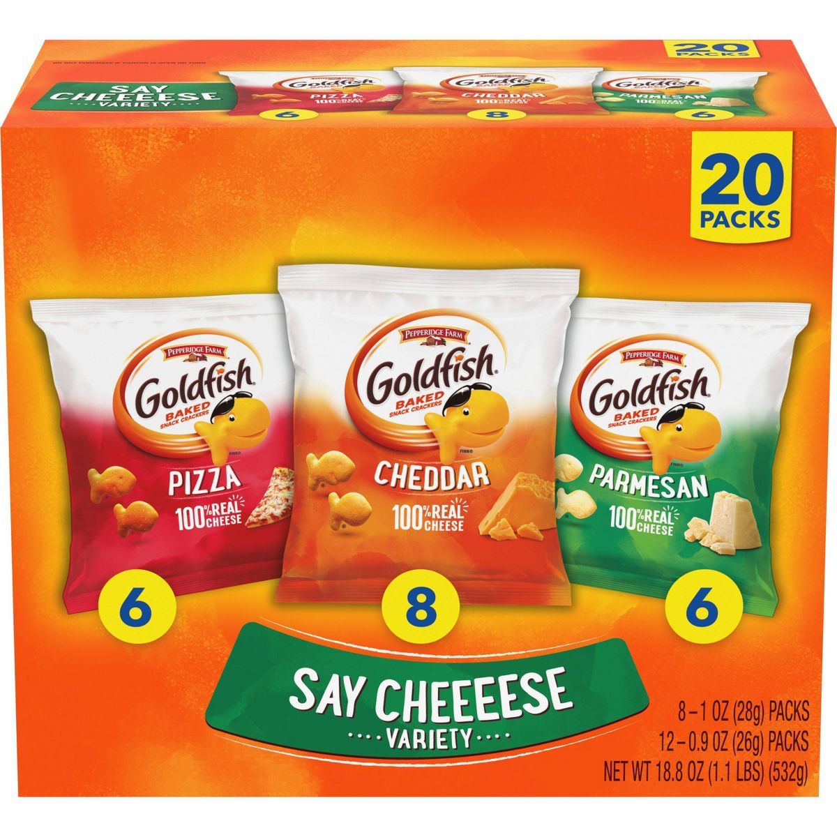 Pepperidge Farm Goldfish Say Cheese Variety Packs - 18.8oz/20ct | Target