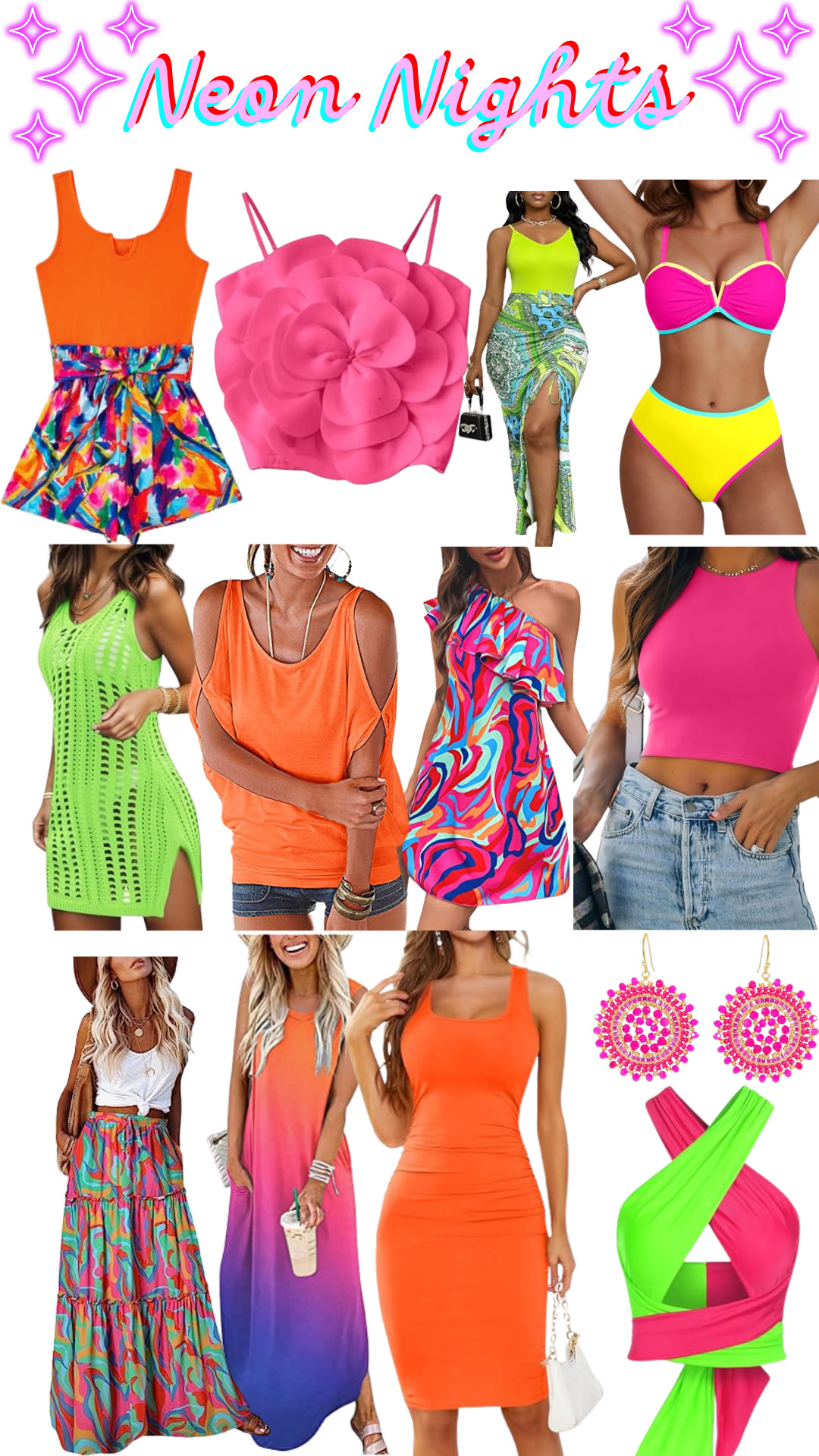 Get ready for summer with these neon and colorful outfits! #summervibes #beachready #fashionista #amazonfinds #amazon #summer #neon 

 #LTKFestival #LTKootd #LTKSeasonal