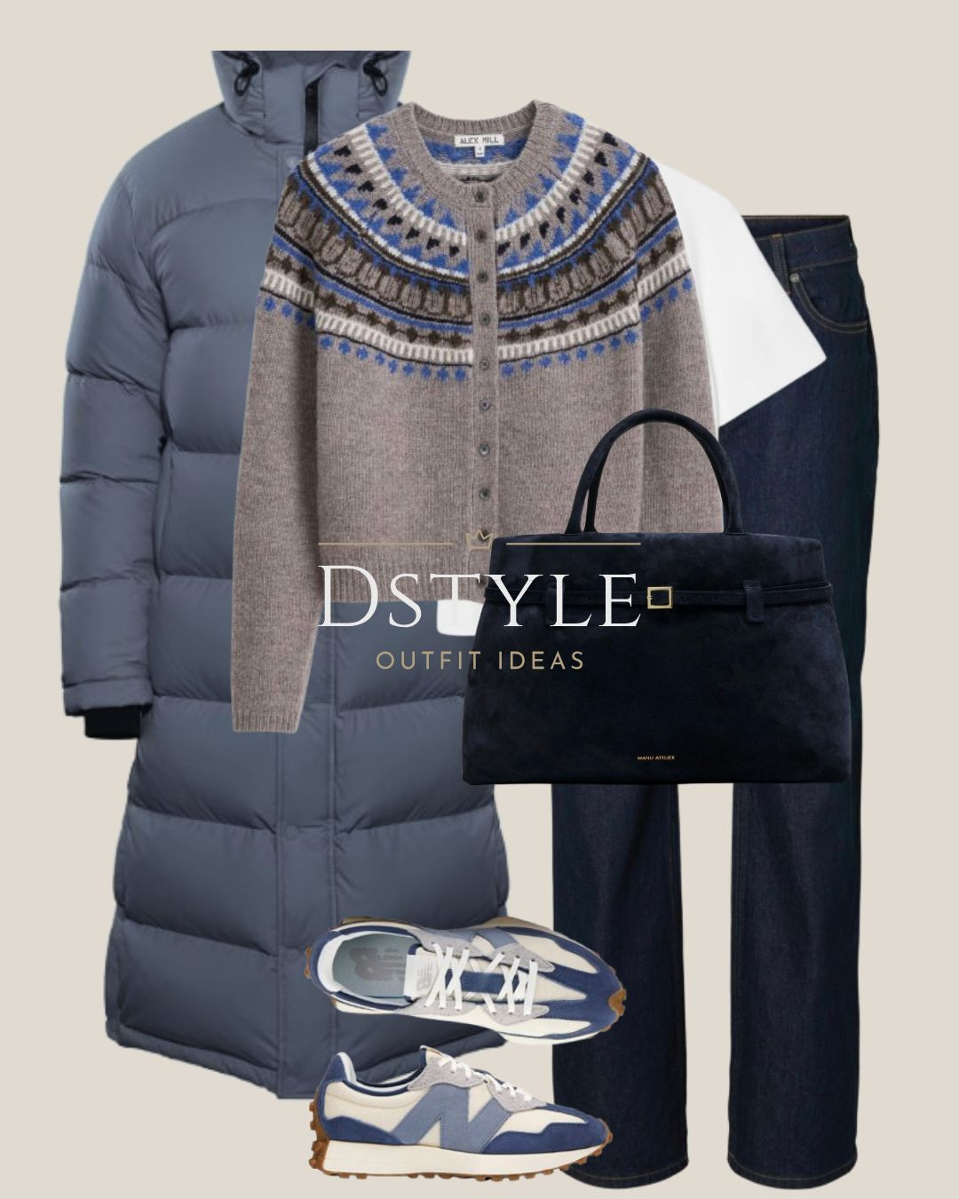Winter Layering Perfection: Puffer Coat & Cozy Cardigan. ❄️ 
 This look features a chic long puffer coat in a gorgeous shade of dusty blue, layered over a beautiful Fair Isle cardigan and simple white tee. Paired with comfortable dark denim and essential New Balance sneakers for the perfect casual weekend outfit. Tap to shop these cold-weather essentials! 

 #WinterOutfit #PufferCoat #FairIsleKnit #CasualStyle #BlueAesthetic #LayeringLook #ComfortChic 

#LTKootd #LTKSeasonal #LTKTravel