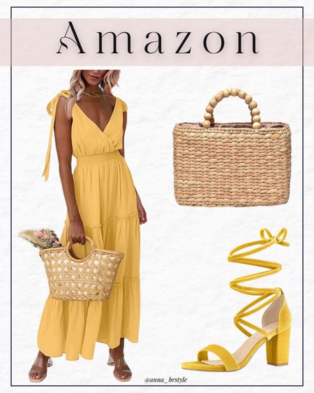 Amazon fashion finds, yellow dress, maxi dress, straw bag

#LTKfindsunder50 #LTKfindsunder100