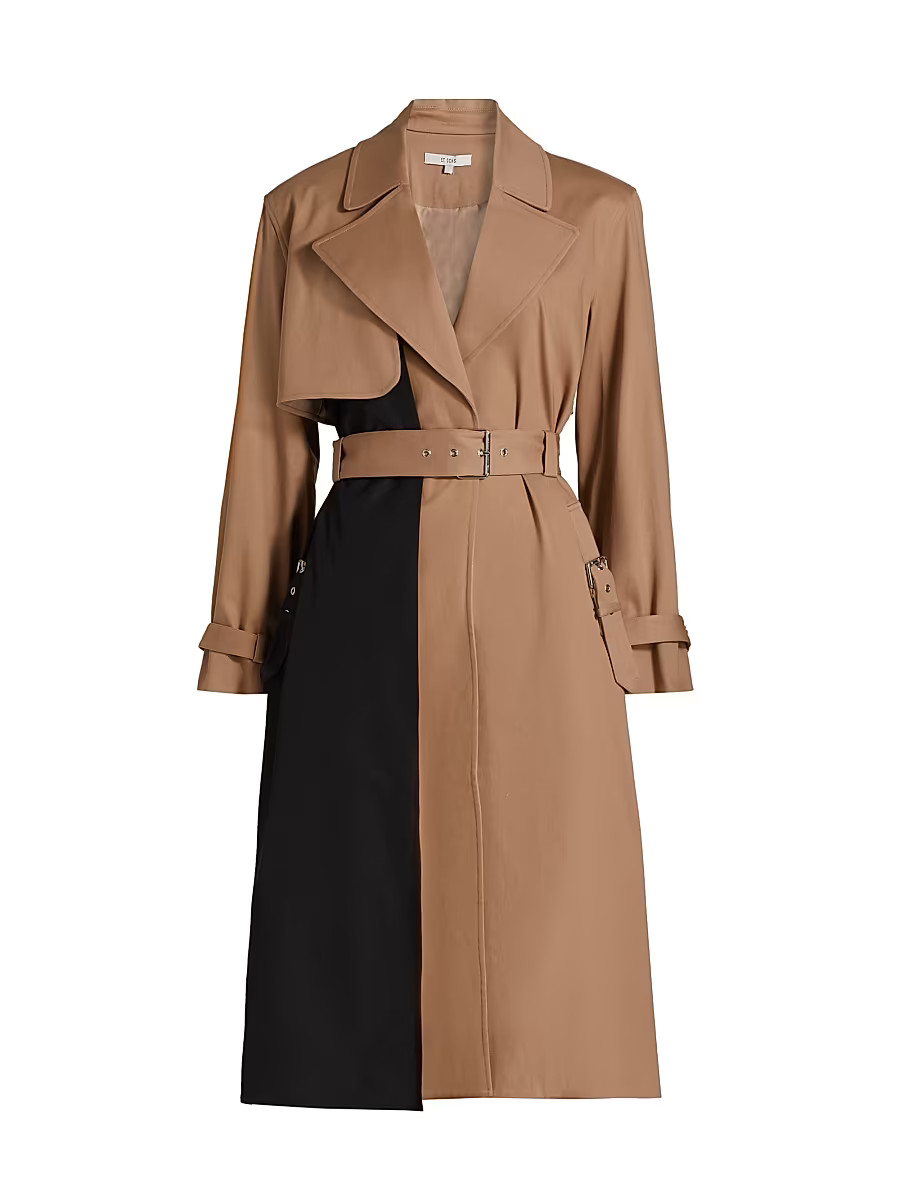 Women's Ryder Colorblocked Cotton Trench Coat - Camel Black - Size XL | Saks Fifth Avenue