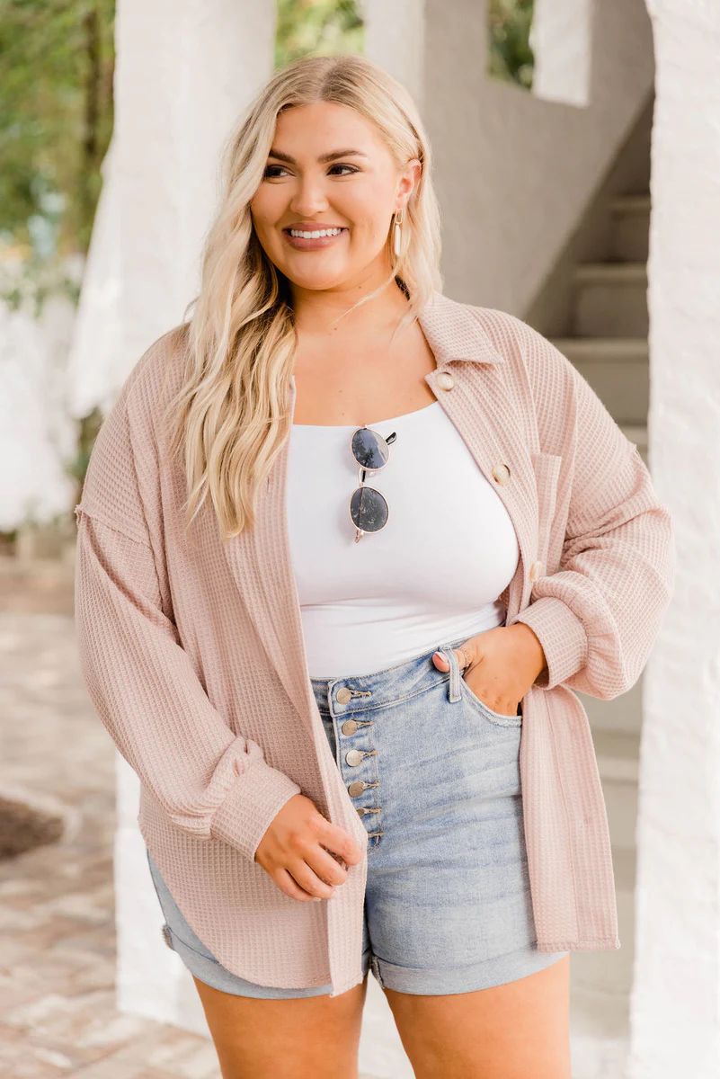 Need A Little More Oatmeal Waffle Shacket | Pink Lily