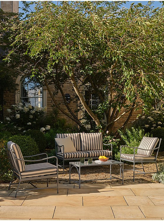 Grey and White Stripe Cotswold Outdoor Sofa Set | George