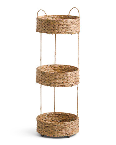 3 Tier Hyacinth Basket Storage With Wire Frame | Marshalls