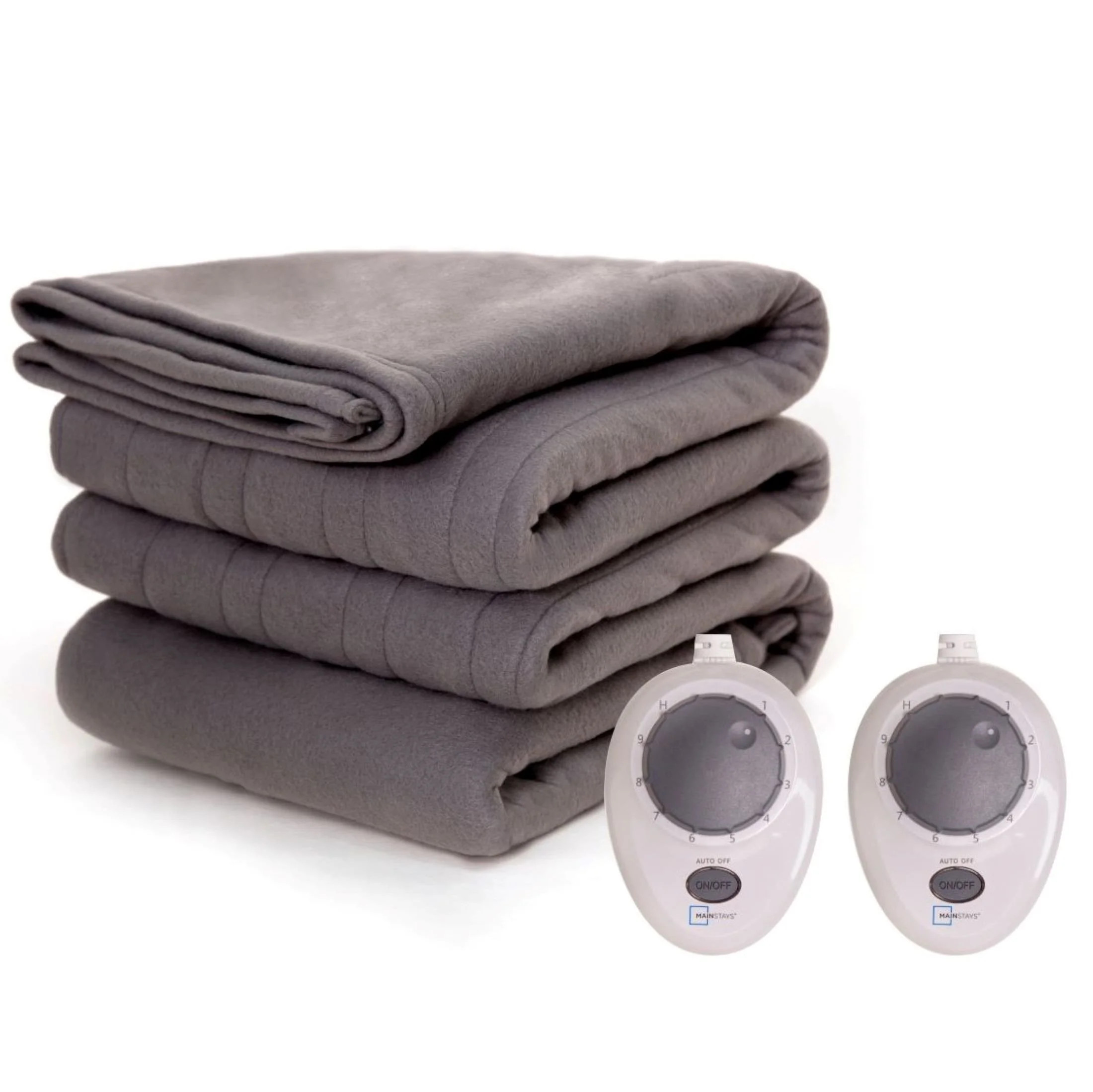 Mainstays Soft Fleece Electric Heated Blanket, Gray, Queen, 84" x 90", 2 controllers, all ages | Walmart (US)