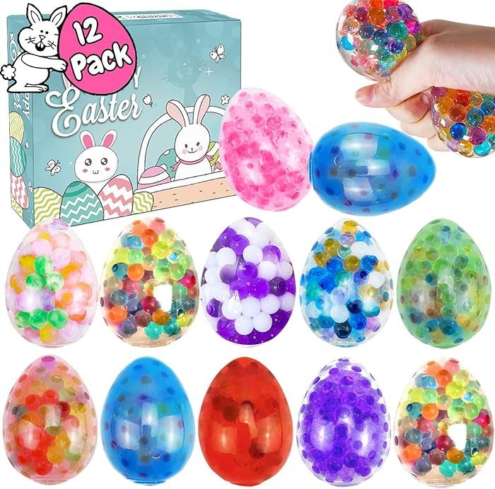 12Pcs Easter Egg Stress Balls, Easter Basket Stuffers, Easter Egg Fillers, Squishy Squeeze Balls ... | Amazon (US)