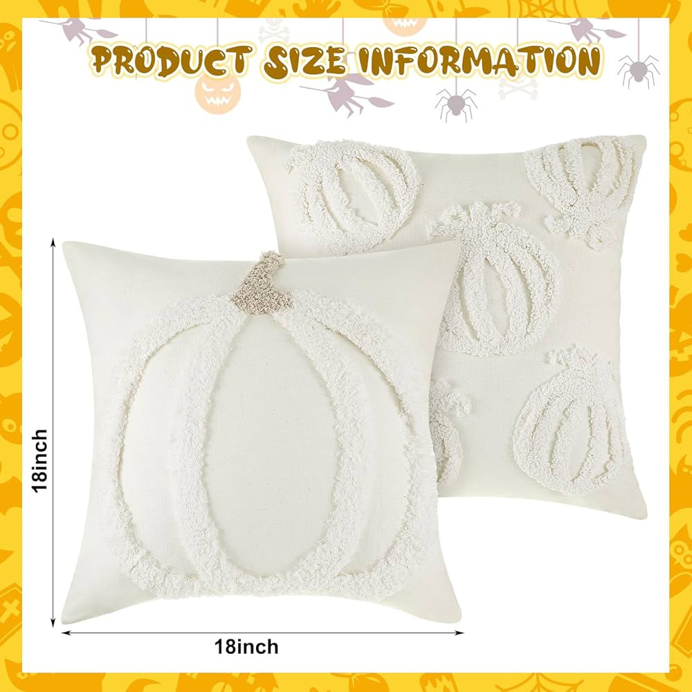 2 Pcs Fall Pillow Covers 18 x 18 Inch Pumpkin Throw Pillow Covers Square Linen Pillowcase Hallowe... | Amazon (US)