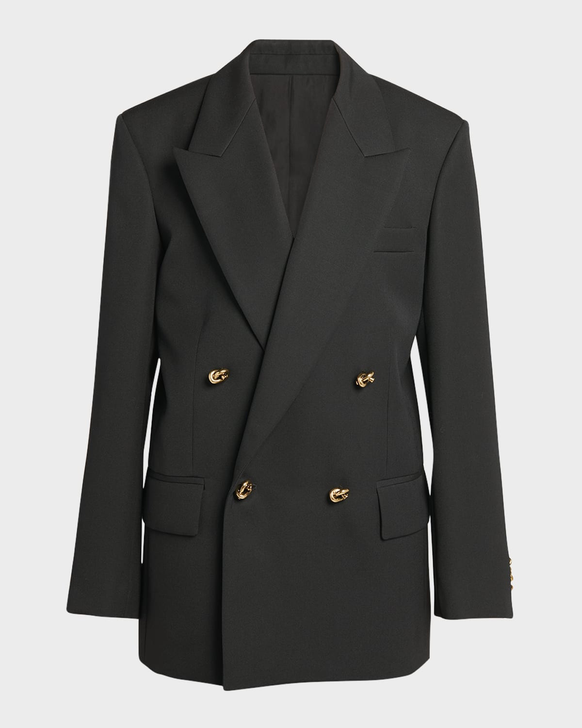 Knot Double-Breasted Oversized Blazer Jacket | Neiman Marcus