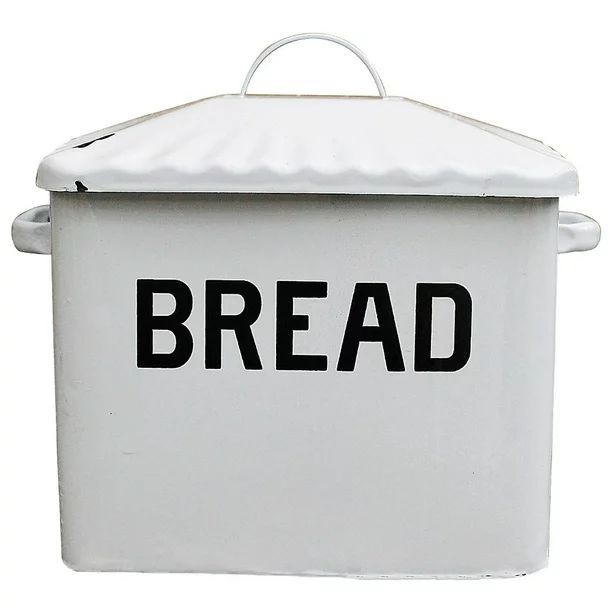 Creative Co-op Enameled Metal Bread Box, White | Walmart (US)