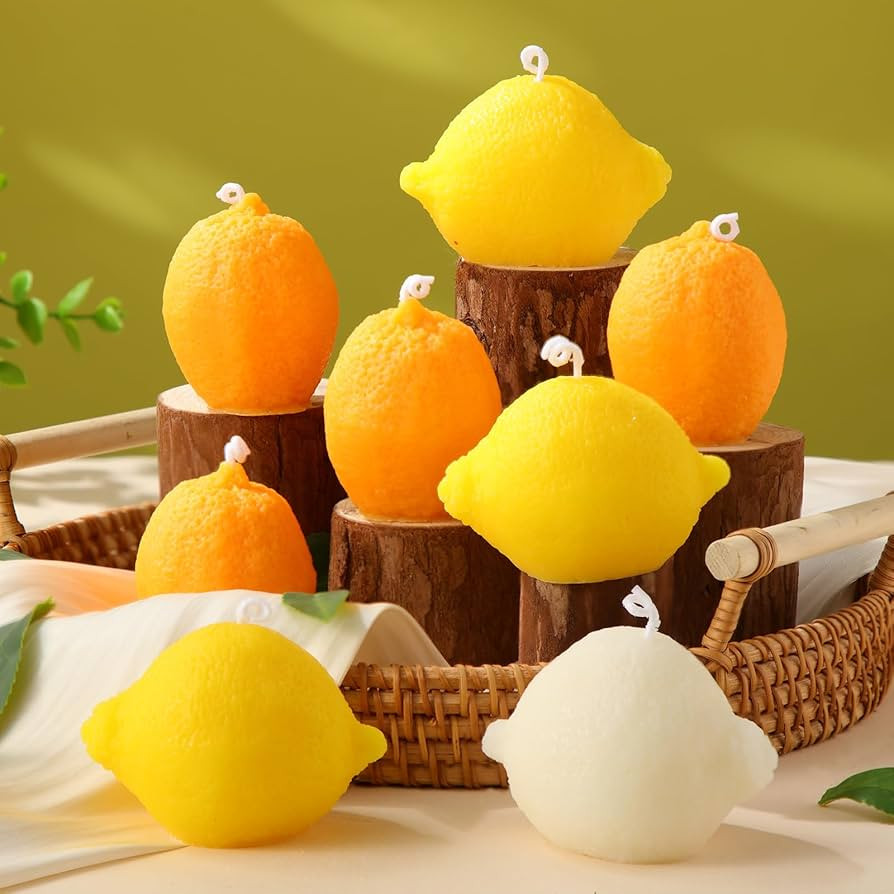 MTLEE 8 Pcs Lemon Shaped Scented Candle Cute Fruit Aroma Soy Wax Decorative Candle Table Photo Pr... | Amazon (US)