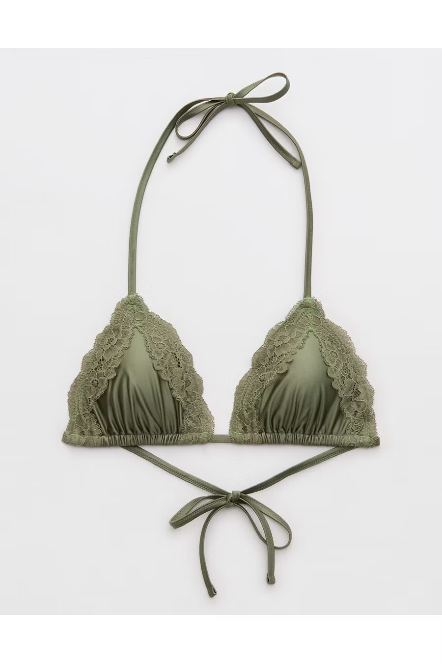 Aerie The Sun-Lover Shine Lace Bikini Top Women's Olive Fun XXS | American Eagle Outfitters (US & CA)