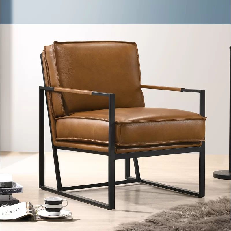 Gaines 25" Wide Top Grain Leather Armchair | Wayfair North America