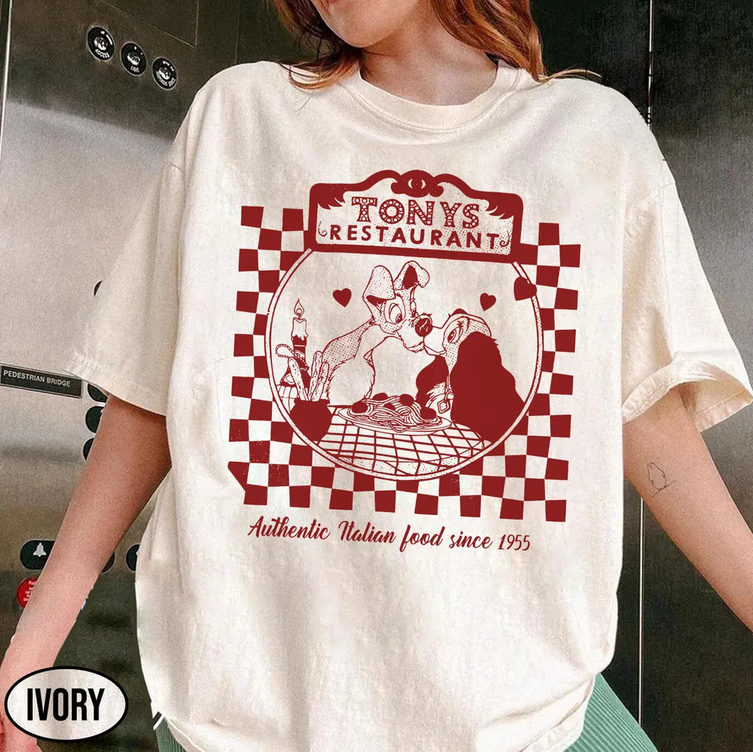 Retro Lady and Tramp Tony's Restaurant Shirt, Retro Disney Shirt, Disney Gifts Shirt, Magic Kingd... | Etsy (US)