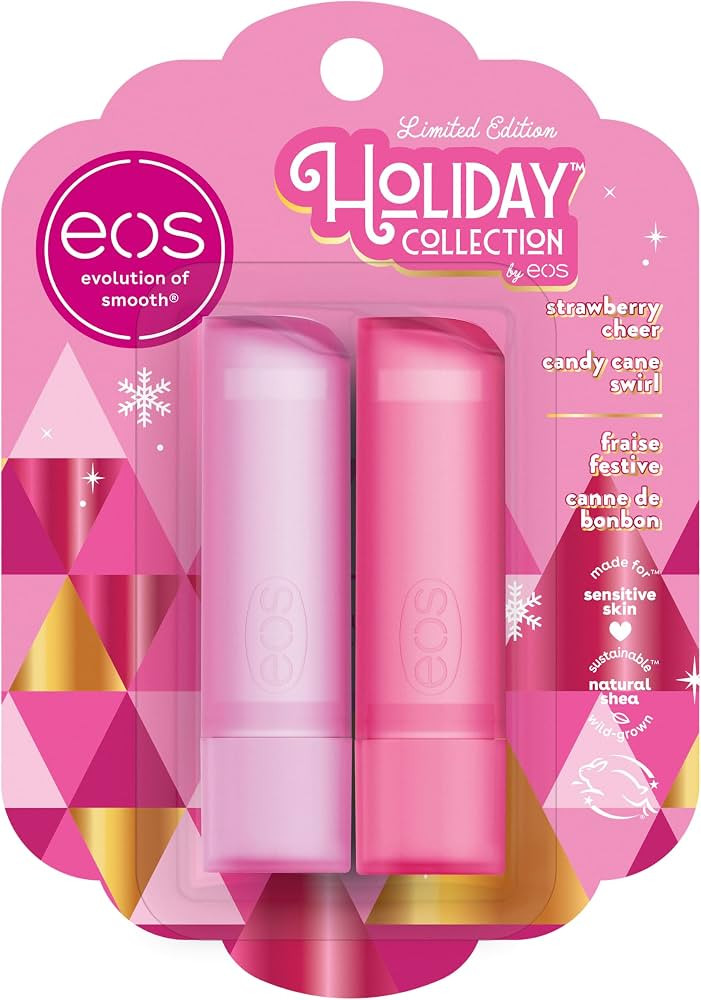 eos Holiday Lip Balm Gift- Strawberry Cheer & Candy Cane Swirl, Stocking Stuffers, All-Day Moistu... | Amazon (US)