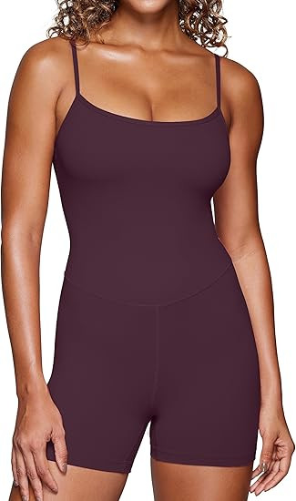 Amazon.com: CRZ YOGA Butterluxe Cami Strap Rompers for Women - Adjustable Sleeveless One Piece Yo... | Amazon (US)