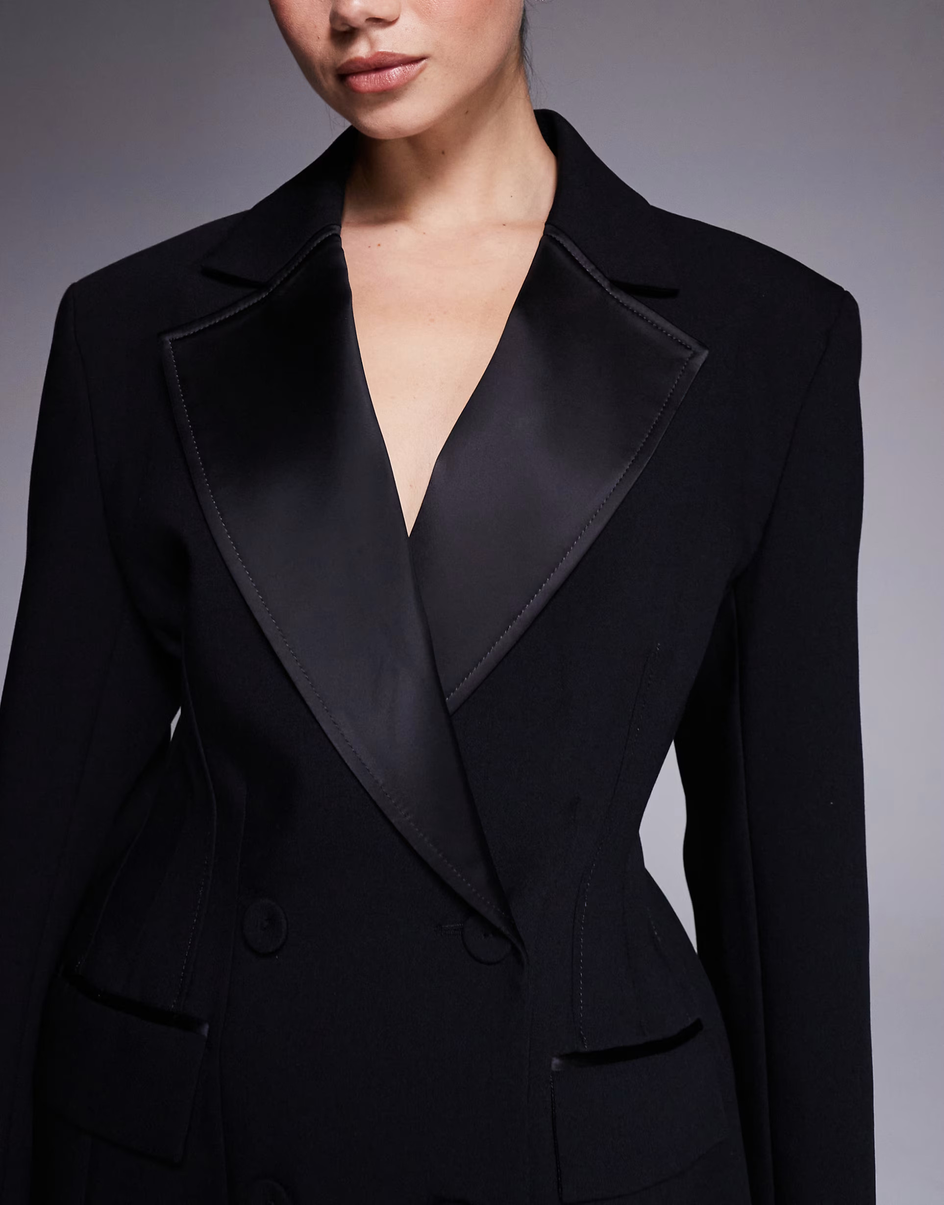 River Island tux style cinch waist blazer dress in black | ASOS (Global)