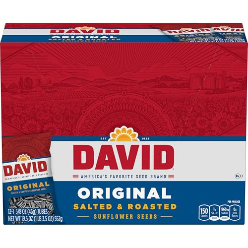 DAVID Sunflower Seeds, Original Flavor, Easter Basket Stuffer for Baseball Players, 1.625 oz. (Pack of 12) | Amazon (US)