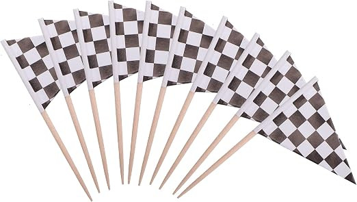 stidsds Checkered Black and White Racing Cupcake Toppers Flags Mini Small Race Car Toothpick Stic... | Amazon (US)