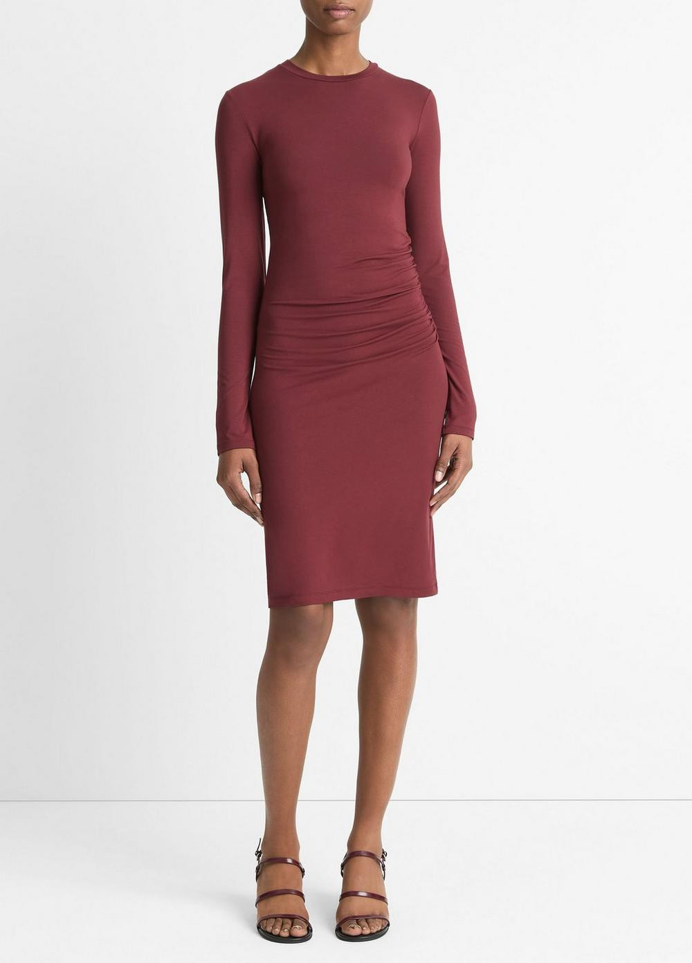 Women's Draped Long-Sleeve Short Dress, Black Rose, Size XS Vince | Vince LLC