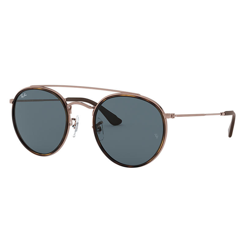 Ray-Ban Round Double Bridge @collection Bronze-Copper, Blue Lenses - RB3647N | Ray-Ban (US)