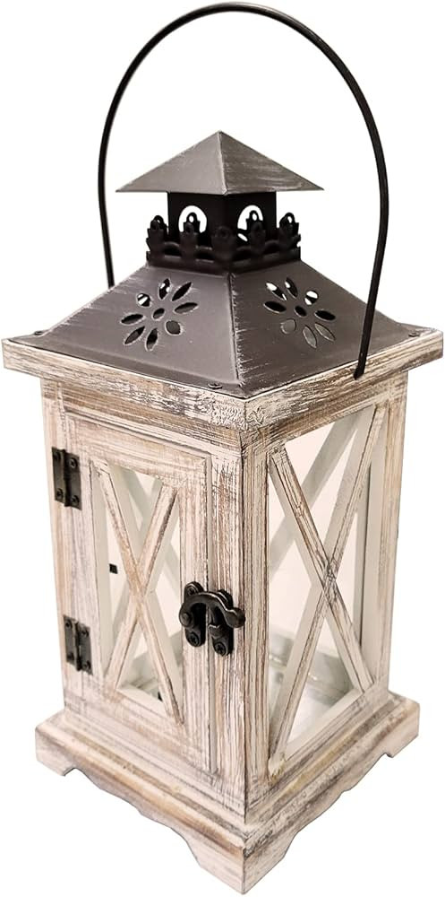 Vintage Wooden Decorative Lantern Candle Holder Rustic Farmhouse Wedding Centerpiece Lantern for ... | Amazon (US)