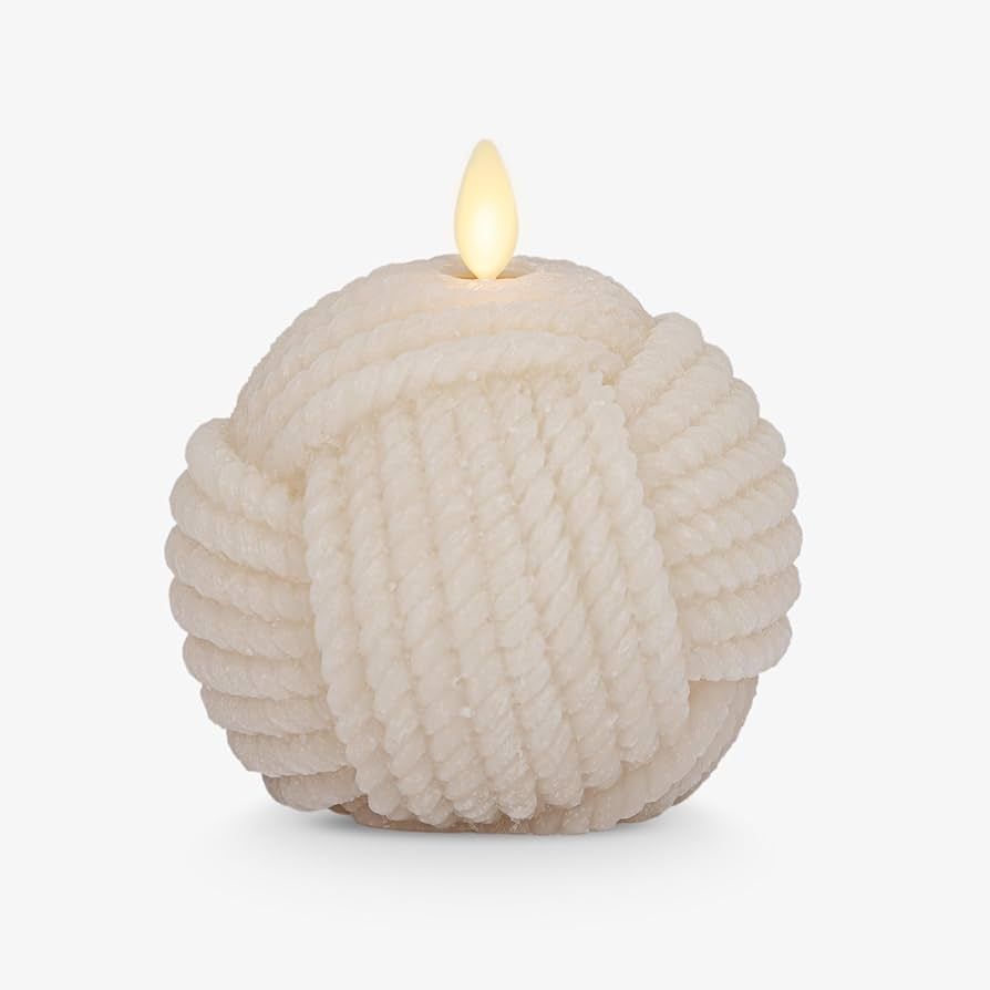 Luminara Flameless Candle Chalk Rope Ball Sphere, Unscented Real Wax LED Candle, Timer, Holiday D... | Amazon (US)