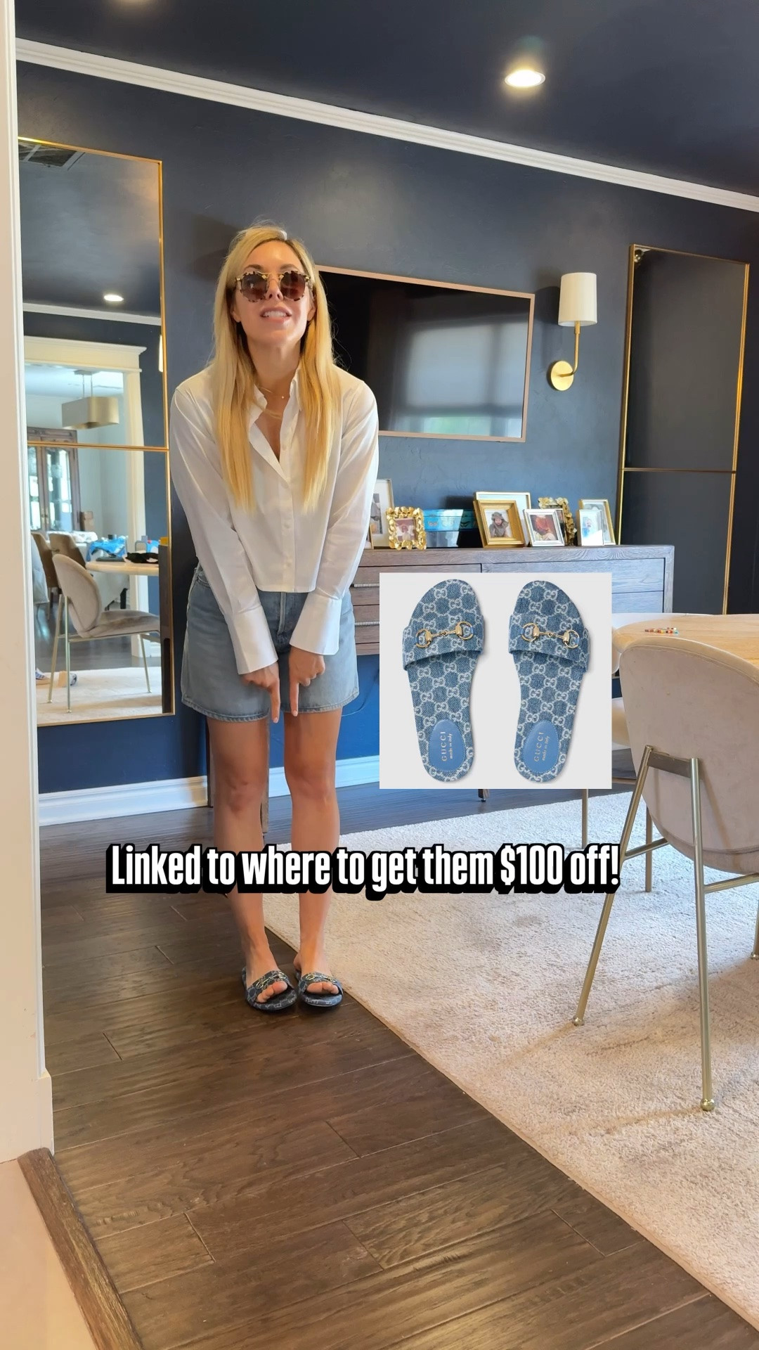 Cropped button down 
Denim shorts 
Gucci shorts

#LTKdayinmylife #LTKootd #LTKgrwm