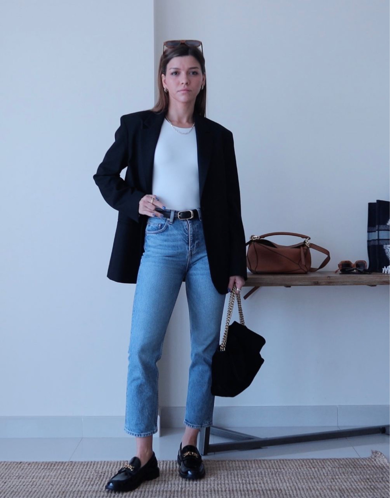 Arket black blazer, white top and  casual outfit with jeans and oversized blazer , mango bag

#LTKworkwear #LTKstyletip #LTKunder100