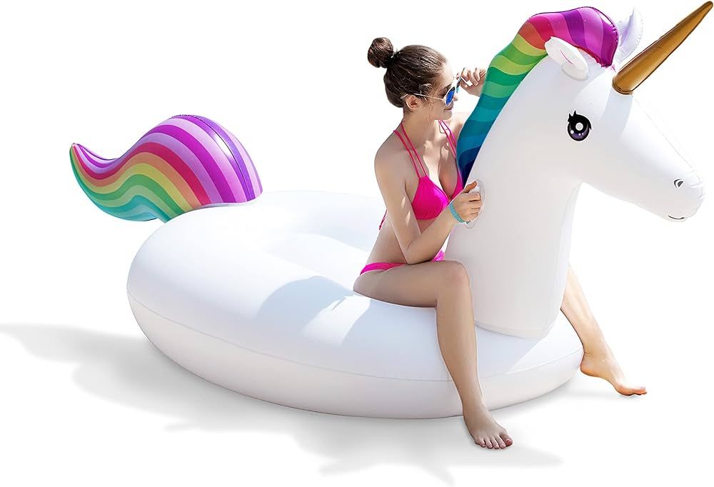 Jasonwell Big Inflatable Unicorn Pool Float Floatie Ride On with Fast Valves Large Rideable Blow ... | Amazon (US)