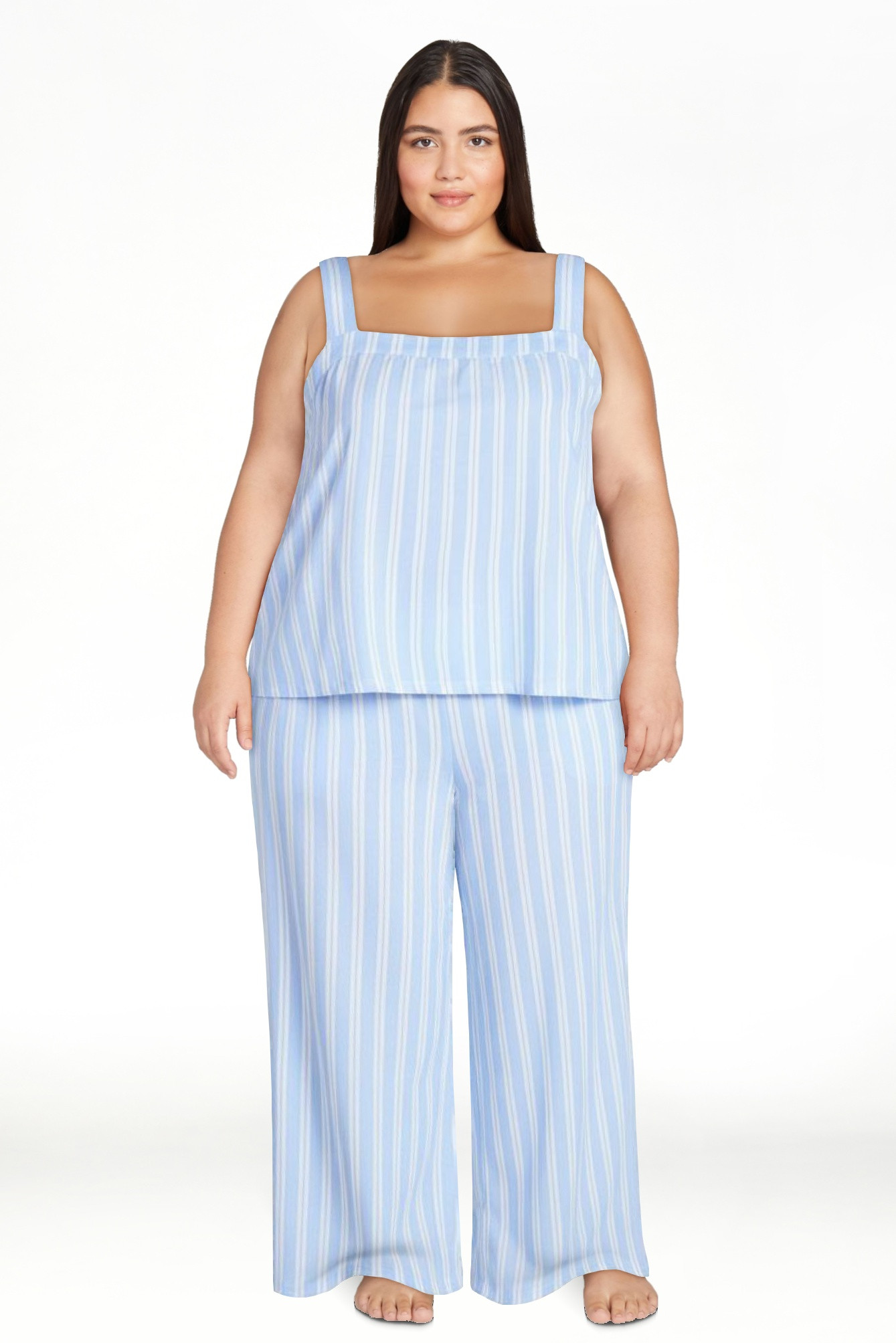 Joyspun Women's Wide Strap Cotton Tank Top and Pants Pajama Set, 2-Piece, Sizes XS-3X | Walmart (US)