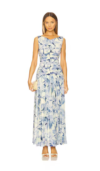 Melia Midi Dress in Luna Sky Wildflower | Revolve Clothing (Global)