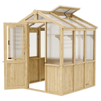 6'W x 6.7'D x 7.7’H Wooden Polycarbonate Greenhouse | Wayfair North America